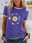 Floral Printed Casual Crew Neck Short Sleeve T-shirt