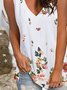 Sleeveless Floral-print Casual Shirts & Tops