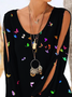 New Women Chic Plus Size Vintage Holiday Boho Butterfly Long Sleeve Casual Knitting Dress