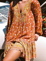 New Women Chic Plus Size Vintage Holiday Boho Hippie Casual Short Sleeve Weaving Dress