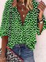 Vintage Half Sleeve Boho Floral Printed Stand Collar Casual Top Blouse