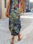 Crew Neck Vacation Fit Jersey Floral Dresses