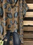 Short Sleeve V Neck Leopard Vintage Tops
