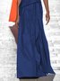 Vintage Plain Plus Size Sleeveless V Neck Casual Weaving Dress