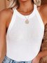 White Casual Off Shoulder Cold Shoulder Club Daily Sleeveless Tanks & Camis