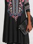 Vintage Geometric Floral Printed Plus Size Long Sleeves Casual Knitting Dress