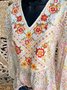 Long Sleeve Casual Cotton-Blend Floral Tops