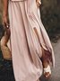 New Women Chic Plus Size Vintage Sleeveless Boho Casual Plain Weaving Dress