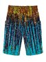 Geometric Shift  Printed  Cotton-blend  Casual  Summer  Blue Shorts