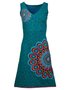 Vintage Geometric Floral Printed Plus Size Sleeveless V Neck Casual Knitting Dress