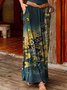Sexy Cotton-Blend Sleeveless Floral-Print Knitting Dress