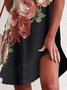New Women Chic Plus Size Vintage Boho Holiday Floral Short Sleeve Weaving Dress