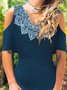 Short Sleeve V Neck Cotton-Blend Casual Knitting Dress