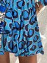 A-Line Balloon Sleeve Leopard Print Weaving Dress