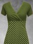 Vintage Short Sleeves Polka Dots Casual V Neck Knitting Dress
