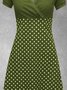 Vintage Short Sleeves Polka Dots Casual V Neck Knitting Dress