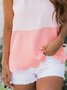 Striped Sleeveless  Printed  Polyester Spaghetti  Casual  Summer  Pink Top