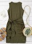 Vintage Sleeveless Plain Crew Neck Plus Size Casual Knitting Dress