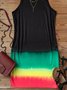 Vintage Gradient Color Block Sleeveless Plus Size Casual Dress