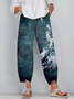 Cotton-blend Printed Casual Pants