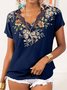 Short Sleeve Casual Floral-Print T-shirt