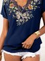 Short Sleeve Casual Floral-Print T-shirt