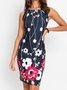 Floral Holiday Sleeveless Cotton-Blend Knitting Dress