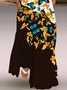 Vintage Butterflies Floral Printed Color-block Sleeveless Plus Size Casual Weaving Dress