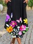 Plus Size Vintage Boho Holiday Floral Casual Crew Neck Holiday Knitting Dress