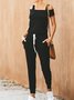 Casual Jersey Cold Shoulder Basic Jumpsuit One-Pieces