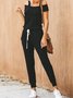 Casual Jersey Cold Shoulder Basic Jumpsuit One-Pieces