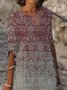 Casual V Neck Cotton-Blend Knitting Dress