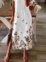 Floral-print Casual Short Sleeve V neck Knitting Dress