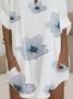 Floral Floral-Print Long Sleeve Simple Weaving Dress