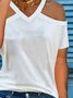 Cotton-Blend Solid Casual T-shirt
