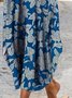 Cotton-Blend Floral Short Sleeve Vintage Knitting Dress