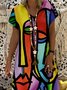 Abstract Face Cotton-Blend Floral-Print Short Sleeve Resort Knitting Dress