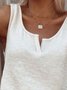 Sleeveless Cotton-blend  V neck Casual  Summer White Top