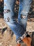 Leopard Patch Casual Denim & Jeans