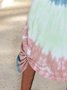 Short Sleeve Knitted Ombre/tie-Dye Knitting Dress