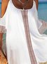 Cutout Cotton-Blend Half Sleeve Seaside Holiday Off-Shoulder Weaving Dress