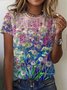 Casual Floral Short Sleev T-shirt
