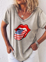 Short Sleeve American Flag Printed T-shirt