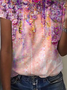 Short Sleeve Crew Neck Floral-Print Holiday T-shirt
