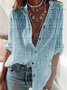 Stand Collar Long Sleeve Shift Blouse
