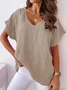 Casual Cotton-Blend Short Sleeve Top