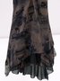 Ombre/Tie-Dye  Sleeveless   Printed  Polyester  V neck  Vintage Summer  Brown Dress