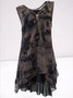 Ombre/Tie-Dye  Sleeveless   Printed  Polyester  V neck  Vintage Summer  Brown Dress