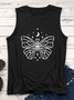 Black Butterfly Moon Printed Casual Shift Tanks & Camis