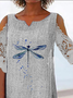 Plus size V Neck Dragonfly Casual Tops